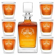 Karafki - Karafka do whisky cube z 6 szklankami i grawerem - miniaturka - grafika 1