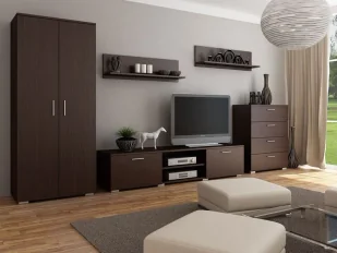 Meblościanka zestaw mebli do salonu z szafą wenge A4-R80 - Inne meble do salonu Meblościanka zestaw mebli do salonu z szafą wenge A4-R80 - Inne meble do salonu - miniaturka - grafika 1