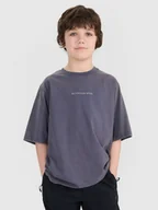 Koszulki dla chłopców - 4F T-shirt oversize z nadrukiem chłopięcy - szary 122 (6-7 lat) - miniaturka - grafika 1
