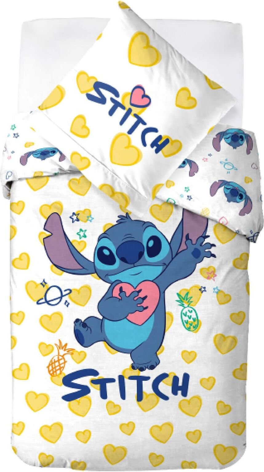 Pościel dziecięca Disney Lilo & Stitch z żółtymi serduszkami 135x200cm