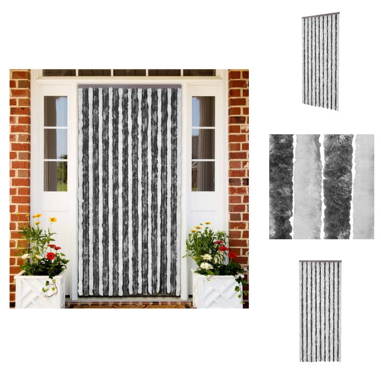 vidaXL Zasłona przeciw owadom szaro-biała 90x220 cm szenilowa - moskitiera