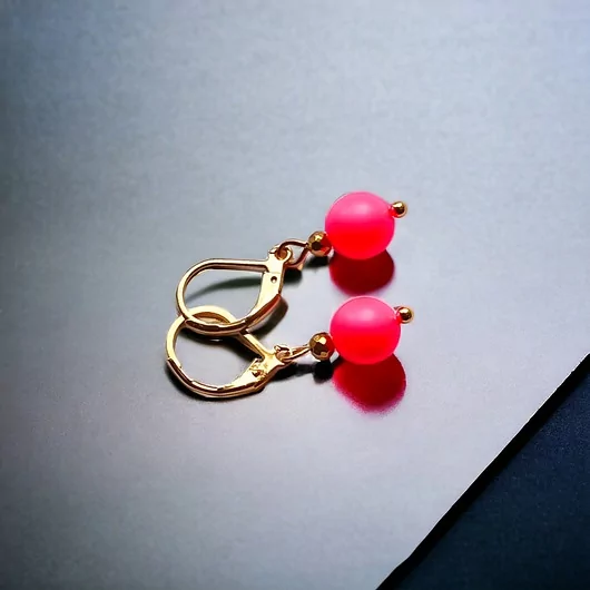 Swarovski neon pearls : neon red : drobne kolczyki