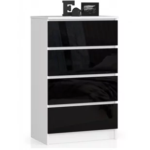 KOMODA K 60 cm 4 SZUFLADY AKRYL CZARNY WYSOKI POŁYSK - Komody - miniaturka - grafika 1