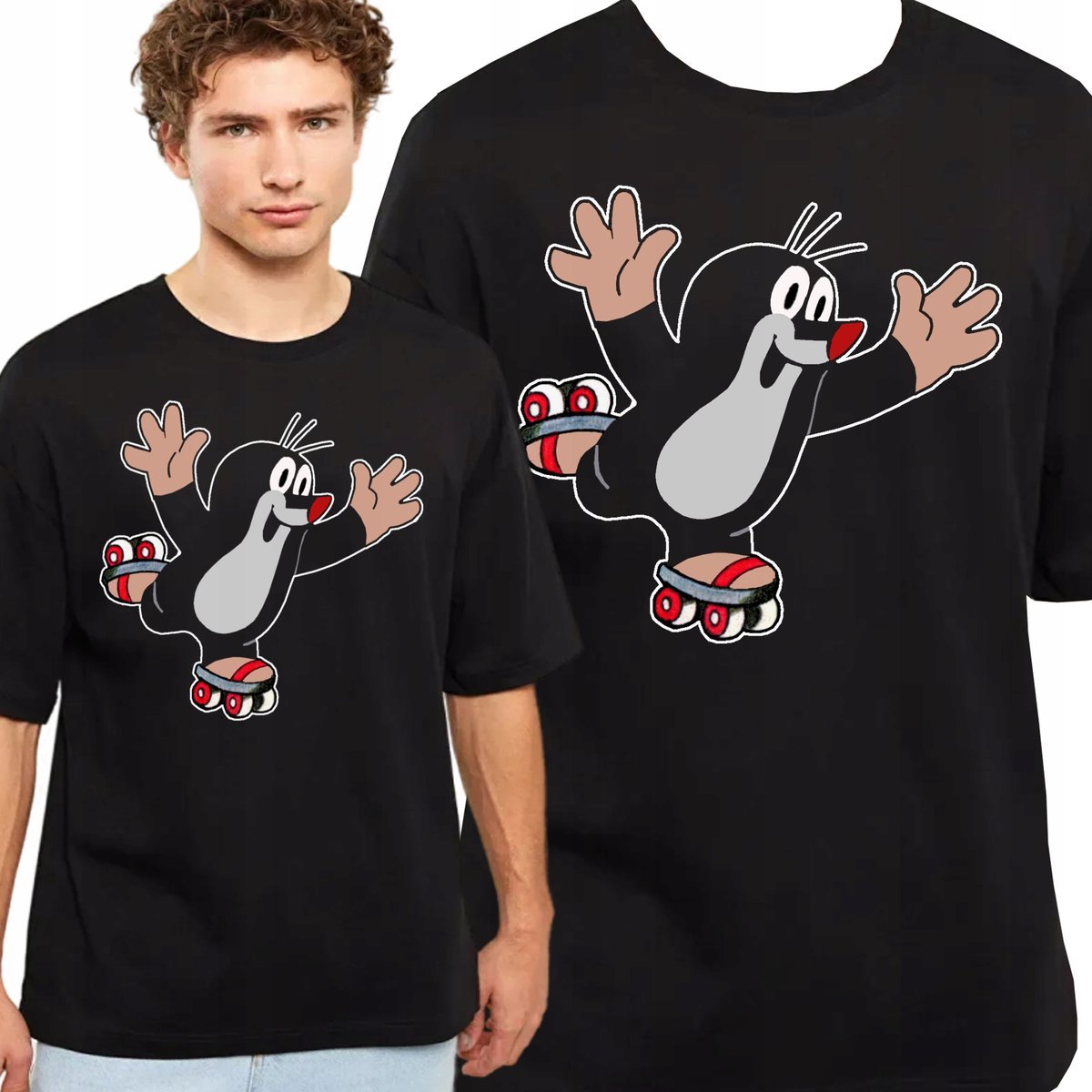 Koszulka KRECIK Sąsiedzi Rumcajs WROTKI Jakość BAWEŁNA L CZARNA 3360