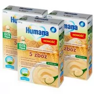 Kaszki dla dzieci - Humana Kaszka bezmleczna 5 zbóż po 6. miesiącu 100% Organic Quality Zestaw 3 x 200 g - miniaturka - grafika 1