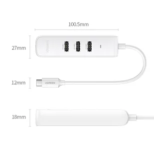 Ugreen HUB 4w1 USB Typ C - 3x USB Typ A 3.1 Gen 1 + RJ45 biały (CM416 50620) - Huby USB - miniaturka - grafika 8