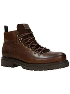 Botki damskie - Wojas Skórzane botki w kolorze brązowym - miniaturka - grafika 1