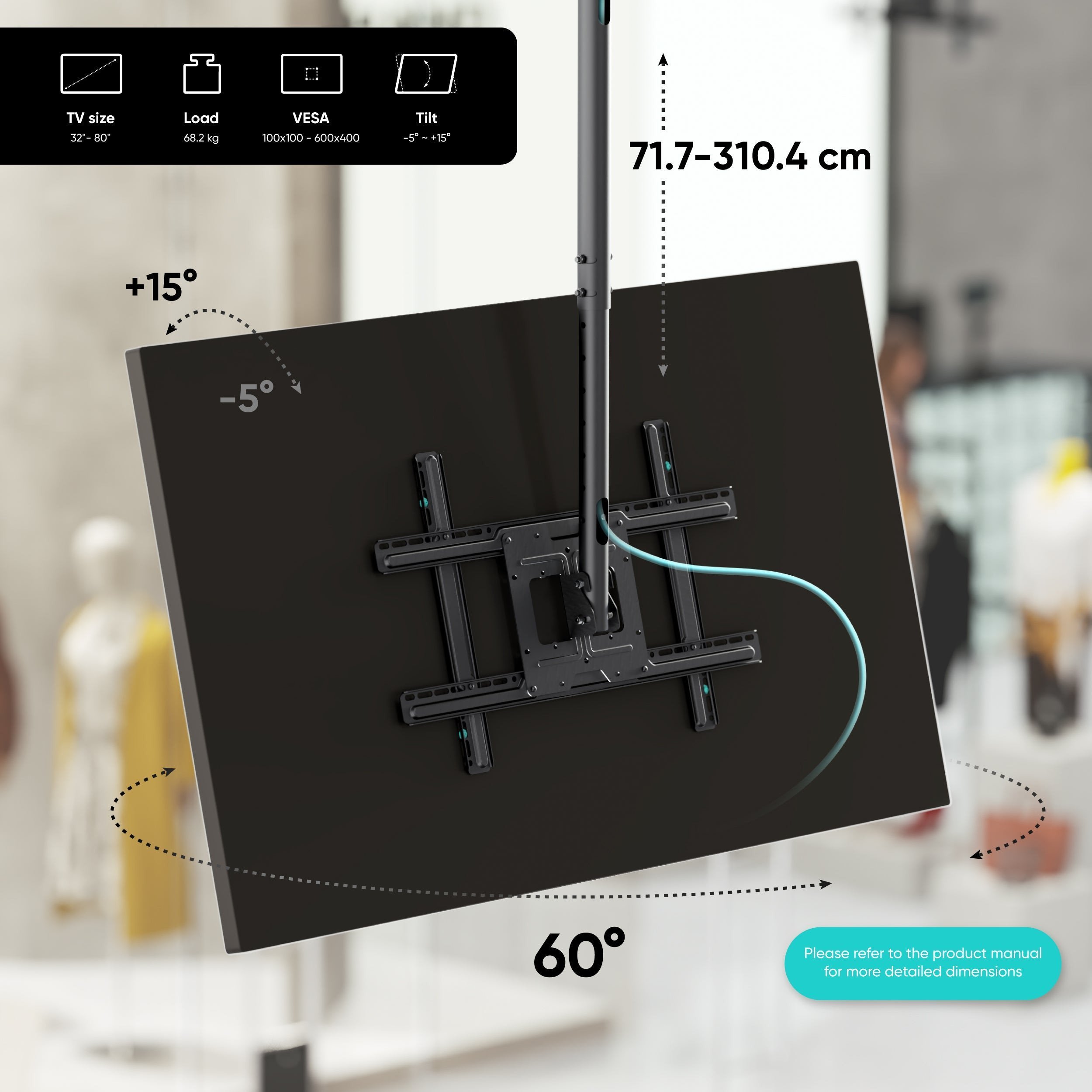 ONKRON TV SET ACC CEILING MOUNT/32-80