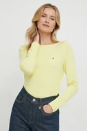 Swetry damskie - Tommy Hilfiger sweter damski kolor żółty lekki - miniaturka - grafika 1