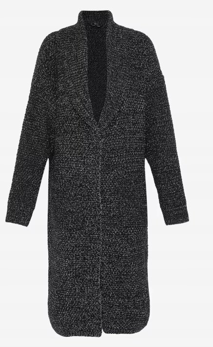 Faina Kardigan Czarny z Długim Rękawem Damski Długi Xl/xxl Jgf