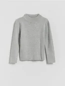 Swetry dla dziewczynek - Reserved - Gładki sweter z wiskozy - jasnoszary - miniaturka - grafika 1
