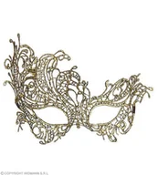 Dodatki do strojów karnawałowych - MASKA KORONKA AŻUROWA ZŁOTA - miniaturka - grafika 1