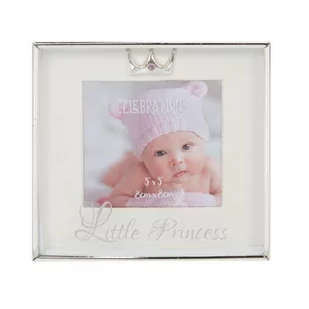RAMKA NA ZDJĘCIA LITTLE PRINCESS srebrna 8x8 cm - Ramki na zdjęcia - miniaturka - grafika 1