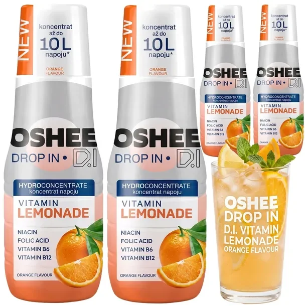 4x Syrop Oshee Drop In Lemoniada Pomarańcza Do Saturatora 500ml=10l