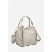 Torebki damskie - Złota Ażurowa Torebka Torba Damska Do Ręki LUIGISANTO Dopinany Pasek - miniaturka - grafika 1