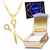 Naszyjniki - Złoty Naszyjnik 925 Pozłacany dla Fryzjerki Nożyczki Fryzjer 24K + GRAWER - miniaturka - grafika 1