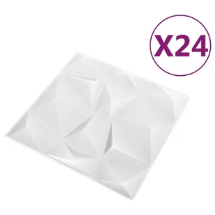 Lumarko Panele ścienne 3D, 24 szt., 50x50 cm, diamentowa biel, 6 m²! - Panele ścienne i boazeria - miniaturka - grafika 3