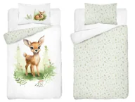 Pościel dla dzieci - Pościel bambusowa dziecięca 100x135 biała i miętowa z jelonkiem Baby Bamboo - miniaturka - grafika 1