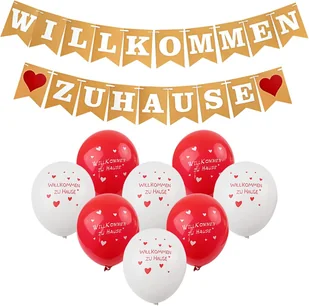 ZESTAW POWITALNY BALONY WILLKOMMEN ZU HAUSE GIRLANDA BIAŁO CZERWONY SZNUREK - Balony i akcesoria ZESTAW POWITALNY BALONY WILLKOMMEN ZU HAUSE GIRLANDA BIAŁO CZERWONY SZNUREK - Balony i akcesoria - miniaturka - grafika 1