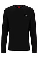 Koszulki męskie - HUGO Męska koszulka z długim rękawem Derol222 z bawełny dżersej z nadrukiem logo, Black001, XS - miniaturka - grafika 1