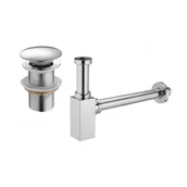 Korki do umywalek - Mexen półsyfon umywalkowy kwadratowy z korkiem klik-klak, bez przelewu, chrom - miniaturka - grafika 1