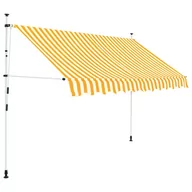 Markizy - vidaXL Markiza zwijana ręcznie, 300 cm, żółto-białe pasy - miniaturka - grafika 1
