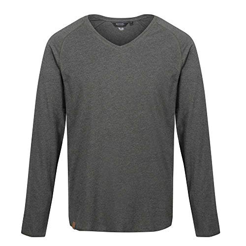 Regatta Męskie Kiro II Coolweave organiczna bawełna enzym sprane dla miękkiego uchwytu dekolt w serek t-shirty/koszulki polo/kamizelki, ciemny khaki, M