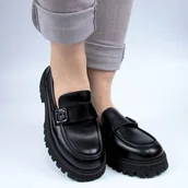 Półbuty damskie - Vinceza 62124 damskie półbuty czarne wkładka skóra - miniaturka - grafika 1