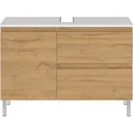Szafki łazienkowe - Biała szafka pod umywalkę w dekorze dębu 80x56 cm Torrance – Germania - miniaturka - grafika 1