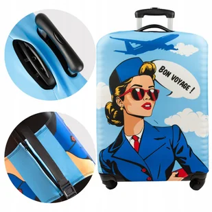 Pokrowiec ochraniacz na walizk�� Sillar z motywem stewardessy 62x43x27 cm M - Walizki - miniaturka - grafika 1