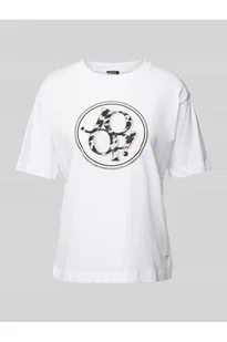 T-shirt z obszyciem z kamieni stras - Joop! - Koszulki i topy damskie - miniaturka - grafika 1
