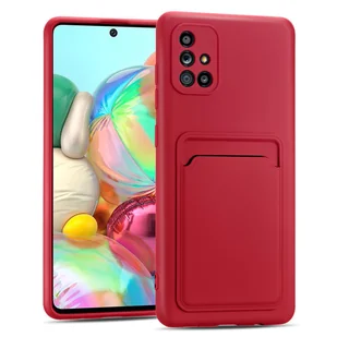 Etui na telefon Samsung Galaxy A71 Silikonowe etui ochronne z kieszenią na kartę Slim Wallet Case, czerwone - Etui i futerały do telefonów - miniaturka - grafika 1