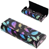 Akcesoria do okularów - Etui okularowe na magnes holograficzne pióra ET-130 Czarne - miniaturka - grafika 1