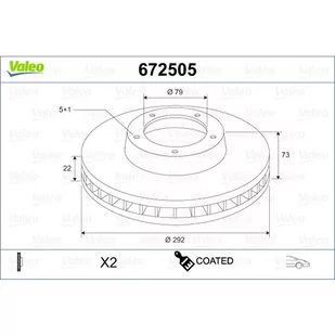 Tarcza hamulcowa VALEO 672505 - Tarcze hamulcowe - miniaturka - grafika 1