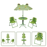 Meble ogrodowe - The Living Store 3-cz. dziecięcy zestaw mebli do ogrodu - z parasolem - zielony - Ogrodowy Stół I Krzesła - miniaturka - grafika 1