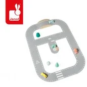 Tory, garaże, parkingi - Filcowy tor dla samochodów z akcesoriami 2+ Janod - miniaturka - grafika 1