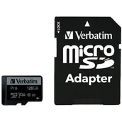 Karty pamięci - Verbatim Karta pamięci Pro MicroSD, 128GB, micro SDXC, 47044, UHS 3 (U3), z adapterm - miniaturka - grafika 1