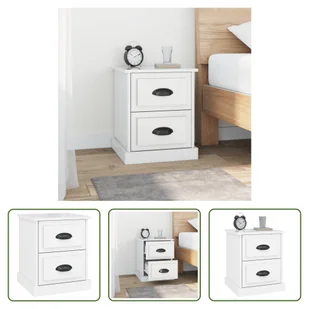 The Living Store szafka nocna biały wysoki połysk 39x39x47,5 cm materiał drewnopochodny - Szafki nocne - miniaturka - grafika 1
