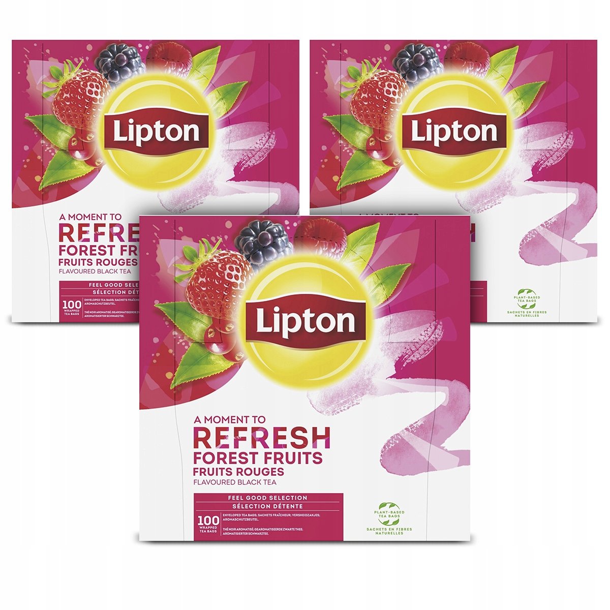 Zestaw herbata czarna aromatyzowana Lipton Refresh Owoce Leśne 3x100 kopert
