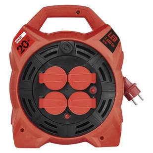 Przedłużacz bębnowy ogrodowy 20 m / 4 gn / guma / 230 V / 1,5 mm2 z naświetlaczem LED - Przedłużacze i rozgałęźniki - miniaturka - grafika 1