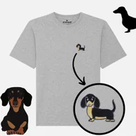 Koszulki męskie - Haftowany T-shirt - CZARNY JAMNIK - szary 3XL - miniaturka - grafika 1