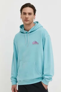 Quiksilver bluza bawełniana męska kolor niebieski z kapturem z nadrukiem - Bluzy męskie - miniaturka - grafika 1