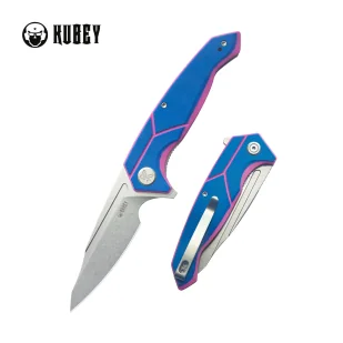 Nóż składany Kubey RBC-1 Blue / Pink G10, Stonewashed 14C28N by Sherif Manganas (KU373C) - Noże - miniaturka - grafika 1
