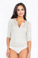 Odzież ciążowa - DOPASOWANE body Z ZAPIĘCIEM NA ZAMEK beżowe M - miniaturka - grafika 1