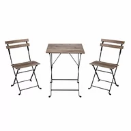 Meble ogrodowe - Estosa - zestaw Bistrot ogrodowy ze stołem i krzesłami składanymi z żelaza i drewna akacji wygodne i stylowe meble na zewnątrz, taras i balkon (czarny, mały) - miniaturka - grafika 1