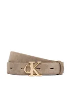 Paski - Calvin Klein Pasek Damski Ck Buckle 25 Mm Fixed Belt Suede LV04F7079G Beżowy - miniaturka - grafika 1