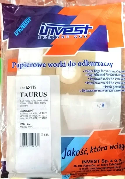 Worki do odkurzacza TAURUS / CONCEPT / IMETEC IZ-Y15 – INWEST 5 szt