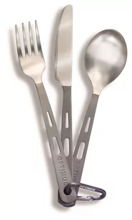 TITANIUM Optimus 3-Piece Cutlery Set Sztućce, szary/zielony - Zestawy sztućców - miniaturka - grafika 1