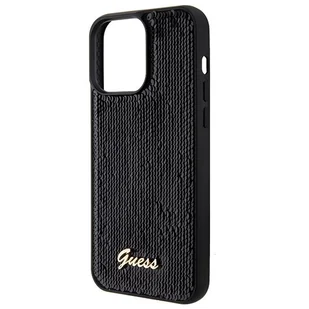 Guess GUHCP15LPSFDGSK iPhone 15 Pro 6.1" czarny/black hardcase Sequin Script Metal - Etui i futerały do telefonów - miniaturka - grafika 6