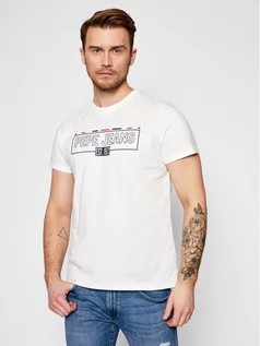 Koszulki męskie - Pepe Jeans T-Shirt Dennis PM507740 Biały Regular Fit - grafika 1